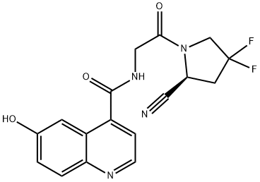 N-{2-[(2S)-2-cyano-4,4-difluoropyrrolidin-1-yl]-2-oxoethyl}-6-hydroxyquinoline-4-carboxamide Struktur