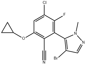 Benzonitrile, 2-(4-bromo-1-methyl-1H-pyrazol-5-yl)-4-chloro-6-(cyclopropyloxy)-3-fluoro- Struktur