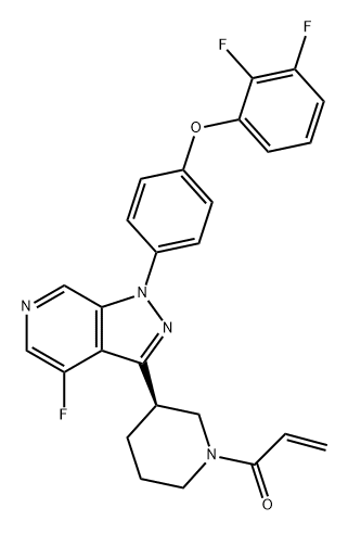 2-Propen-1-one, 1-[(3R)-3-[1-[4-(2,3-difluorophenoxy)phenyl]-4-fluoro-1H-pyrazolo[3,4-c]pyridin-3-yl]-1-piperidinyl]- Struktur