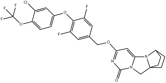 9H-6,8a-Ethano-1H,6H-pyrrolo[1',2':3,4]imidazo[1,2-c]pyrimidin-1-one, 3-[[4-[3-chloro-4-(trifluoromethoxy)phenoxy]-3,5-difluorophenyl]methoxy]-7,8-dihydro- Struktur