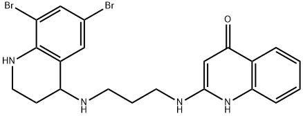 4(1H)-Quinolinone, 2-[[3-[(6,8-dibromo-1,2,3,4-tetrahydro-4-quinolinyl)amino]propyl]amino]- Struktur