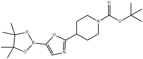 1-Piperidinecarboxylic acid, 4-[5-(4,4,5,5-tetramethyl-1,3,2-dioxaborolan-2-yl)-2-oxazolyl]-, 1,1-dimethylethyl ester Struktur