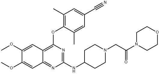 Benzonitrile, 4-[[6,7-dimethoxy-2-[[1-[2-(4-morpholinyl)-2-oxoethyl]-4-piperidinyl]amino]-4-quinazolinyl]oxy]-3,5-dimethyl- Struktur