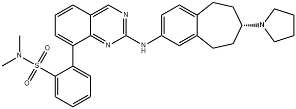 Benzenesulfonamide, N,N-dimethyl-2-[2-[[(7S)-6,7,8,9-tetrahydro-7-(1-pyrrolidinyl)-5H-benzocyclohepten-2-yl]amino]-8-quinazolinyl]- Struktur