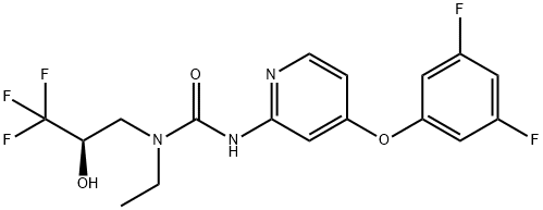 Urea, N'-[4-(3,5-difluorophenoxy)-2-pyridinyl]-N-ethyl-N-[(2R)-3,3,3-trifluoro-2-hydroxypropyl]- Struktur