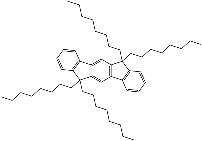 6,6,12,12-tetraoctyl-6,12-dihydroindeno[1,2-b]fluorene Struktur