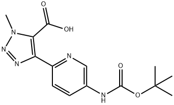 1H-1,2,3-Triazole-5-carboxylic acid, 4-[5-[[(1,1-dimethylethoxy)carbonyl]amino]-2-pyridinyl]-1-methyl- Struktur