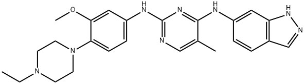 2,4-Pyrimidinediamine, N2-[4-(4-ethyl-1-piperazinyl)-3-methoxyphenyl]-N4-1H-indazol-6-yl-5-methyl- Struktur