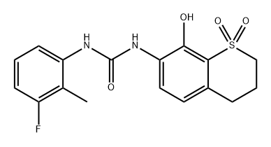 Urea, N-(3,4-dihydro-8-hydroxy-1,1-dioxido-2H-1-benzothiopyran-7-yl)-N'-(3-fluoro-2-methylphenyl)- Struktur