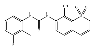 Urea, N-(3-fluoro-2-methylphenyl)-N'-(8-hydroxy-1,1-dioxido-2H-1-benzothiopyran-7-yl)- Struktur