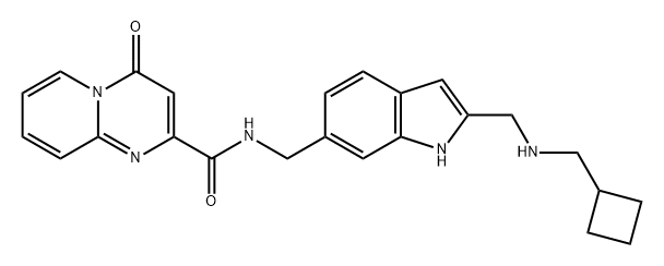 4H-Pyrido[1,2-a]pyrimidine-2-carboxamide, N-[[2-[[(cyclobutylmethyl)amino]methyl]-1H-indol-6-yl]methyl]-4-oxo- Struktur