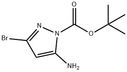 1H-Pyrazole-1-carboxylic acid, 5-amino-3-bromo-, 1,1-dimethylethyl ester Struktur