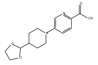 2-Pyridinecarboxylic acid, 5-[4-(1,3-dioxolan-2-yl)-1-piperidinyl]- Struktur