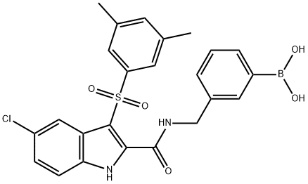 Boronic acid, B-[3-[[[[5-chloro-3-[(3,5-dimethylphenyl)sulfonyl]-1H-indol-2-yl]carbonyl]amino]methyl]phenyl]- Struktur