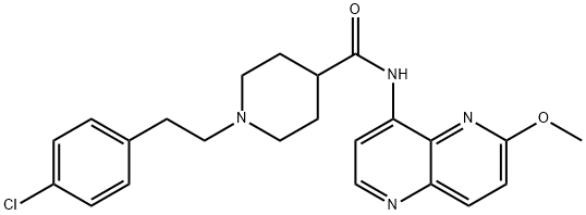 4-Piperidinecarboxamide, 1-[2-(4-chlorophenyl)ethyl]-N-(6-methoxy-1,5-naphthyridin-4-yl)- Struktur