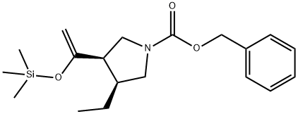 1-Pyrrolidinecarboxylic acid, 3-ethyl-4-[1-[(trimethylsilyl)oxy]ethenyl]-, phenylmethyl ester, (3S,4R)- Struktur