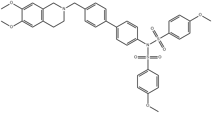 Benzenesulfonamide, N-[4'-[(3,4-dihydro-6,7-dimethoxy-2(1H)-isoquinolinyl)methyl][1,1'-biphenyl]-4-yl]-4-methoxy-N-[(4-methoxyphenyl)sulfonyl]- Struktur