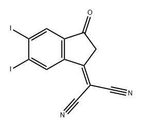 Propanedinitrile, 2-(2,3-dihydro-5,6-diiodo-3-oxo-1H-inden-1-ylidene)- Struktur