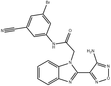 1H-Benzimidazole-1-acetamide, 2-(4-amino-1,2,5-oxadiazol-3-yl)-N-(3-bromo-5-cyanophenyl)- Struktur