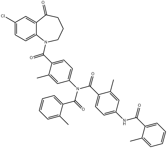 N-[4-[(7-Chloro-2,3,4,5-tetrahydro-5-oxo-1H-1-benzazepin-1-yl)carbonyl]-3-methylphenyl]-2-methyl-N-(2-methylbenzoyl)-4-[(2-methylbenzoyl)amino]benzamide Struktur