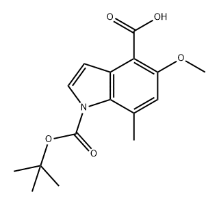 1H-Indole-1,4-dicarboxylic acid, 5-methoxy-7-methyl-, 1-(1,1-dimethylethyl) ester Struktur