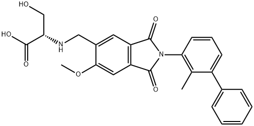 L-Serine, N-[[2,3-dihydro-6-methoxy-2-(2-methyl[1,1'-biphenyl]-3-yl)-1,3-dioxo-1H-isoindol-5-yl]methyl]- Struktur