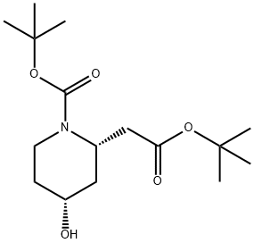 tert-Butyl (2S,4R)-2-(2-(tert-butoxy)-2-oxoethyl)-4-hydroxypiperidine-1-carboxylate Struktur