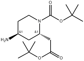 tert-Butyl (2S,4S)-4-amino-2-(2-(tert-butoxy)-2-oxoethyl)piperidine-1-carboxylate Struktur