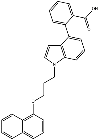 Benzoic acid, 2-[1-[3-(1-naphthalenyloxy)propyl]-1H-indol-4-yl]- Struktur