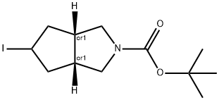 Cyclopenta[c]pyrrole-2(1H)-carboxylic acid, hexahydro-5-iodo-, 1,1-dimethylethyl ester, (3aR,6aS)-rel- Struktur