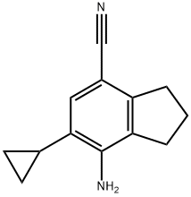 1H-Indene-4-carbonitrile, 7-amino-6-cyclopropyl-2,3-dihydro- Struktur