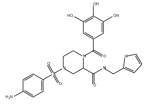 2-Piperazinecarboxamide, 4-[(4-aminophenyl)sulfonyl]-N-(2-furanylmethyl)-1-(3,4,5-trihydroxybenzoyl)- Struktur