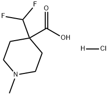 4-Piperidinecarboxylic acid, 4-(difluoromethyl)-1-methyl-, hydrochloride (1:1) Struktur