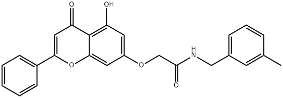 Acetamide, 2-[(5-hydroxy-4-oxo-2-phenyl-4H-1-benzopyran-7-yl)oxy]-N-[(3-methylphenyl)methyl]- Struktur