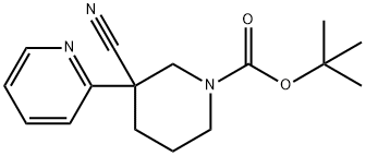 tert-butyl 3-cyano-3-(2-pyridyl)piperidine-1-carboxylate Struktur