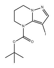 Pyrazolo[1,5-a]pyrimidine-4(5H)-carboxylic acid, 6,7-dihydro-3-iodo-, 1,1-dimethylethyl ester Struktur