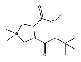 1-Aza-3-silacyclopentane-1,5-dicarboxylic acid, 3,3-dimethyl-, 1-(1,1-dimethylethyl) 5-methyl ester, (5S)- Struktur