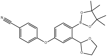 Benzonitrile, 4-[3-(1,3-dioxolan-2-yl)-4-(4,4,5,5-tetramethyl-1,3,2-dioxaborolan-2-yl)phenoxy]- Struktur