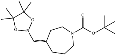 1H-Azepine-1-carboxylic acid, hexahydro-4-[(4,4,5,5-tetramethyl-1,3,2-dioxaborolan-2-yl)methylene]-, 1,1-dimethylethyl ester Struktur