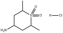 2H-Thiopyran-4-amine, tetrahydro-2,6-dimethyl-, 1,1-dioxide, hydrochloride (1:1) Struktur