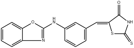 4-Thiazolidinone, 5-[[3-(2-benzoxazolylamino)phenyl]methylene]-2-thioxo-, (5Z)- Struktur