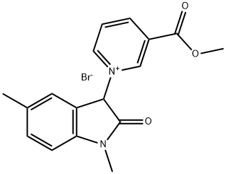 Pyridinium, 1-(2,3-dihydro-1,5-dimethyl-2-oxo-1H-indol-3-yl)-3-(methoxycarbonyl)-, bromide (1:1) Struktur