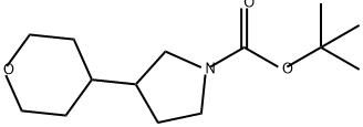 1-Pyrrolidinecarboxylic acid, 3-(tetrahydro-2H-pyran-4-yl)-, 1,1-dimethylethyl ester Struktur