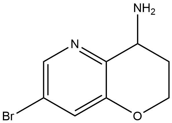 7-Bromo-3,4-dihydro-2H-pyrano[3,2-b]pyridin-4-amine Struktur