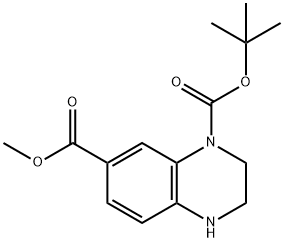 1,7(2H)-Quinoxalinedicarboxylic acid, 3,4-dihydro-, 1-(1,1-dimethylethyl) 7-methyl ester Struktur