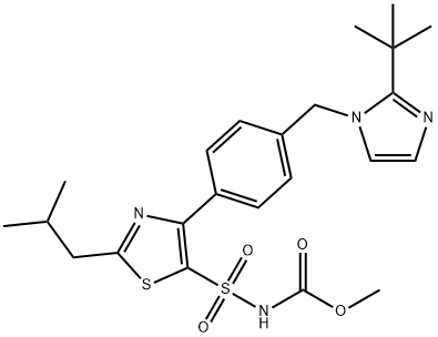 Carbamic acid, N-[[4-[4-[[2-(1,1-dimethylethyl)-1H-imidazol-1-yl]methyl]phenyl]-2-(2-methylpropyl)-5-thiazolyl]sulfonyl]-, methyl ester Struktur