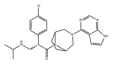 1-Propanone, 2-(4-chlorophenyl)-3-[(1-methylethyl)amino]-1-[3-(7H-pyrrolo[2,3-d]pyrimidin-4-yl)-3,8-diazabicyclo[3.2.1]oct-8-yl]-, (2S)- Struktur