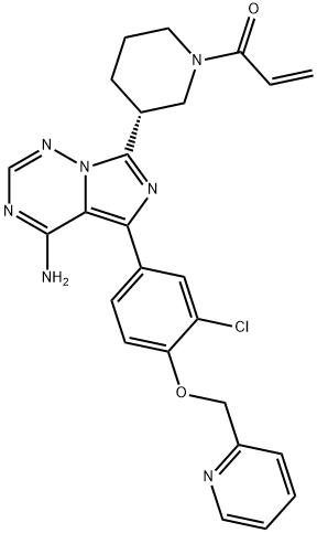 2-Propen-1-one, 1-[(3R)-3-[4-amino-5-[3-chloro-4-(2-pyridinylmethoxy)phenyl]imidazo[5,1-f][1,2,4]triazin-7-yl]-1-piperidinyl]- Struktur