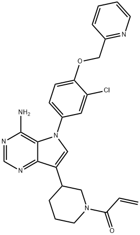 2-Propen-1-one, 1-[3-[4-amino-5-[3-chloro-4-(2-pyridinylmethoxy)phenyl]-5H-pyrrolo[3,2-d]pyrimidin-7-yl]-1-piperidinyl]- Struktur