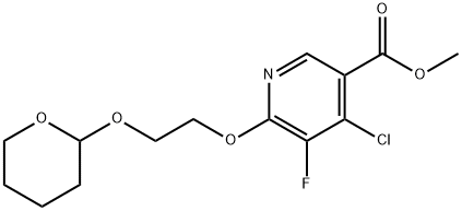 3-Pyridinecarboxylic acid, 4-chloro-5-fluoro-6-[2-[(tetrahydro-2H-pyran-2-yl)oxy]ethoxy]-, methyl ester Struktur